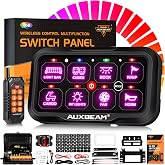 Auxbeam 8 Gang Switch Panel RC-800 Control Range Up to 165FT Easy Control | Toggle/Momentary/Pulsed RGB Dimmable, Easy Control of Add‑On Devices&amp;Easy carry, IP65 Waterproof For Cars/Trucks/Pickups/RVs