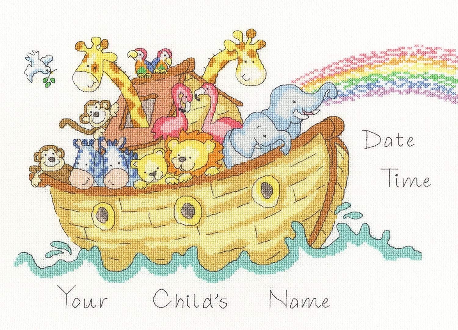 Bothy Threads Cross Stitch Kit - Baby Ark Sampler, multicoloured, 36x26cm