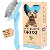Slicker Brush for Dogs - Long Pin for Poodles, Doodles &amp; Long Haired Dogs, Deshedding &amp; Dematting Tool, Slicker Dog Brushes for Grooming (Baby Blue, Flat Large)