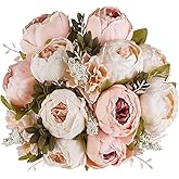 Mkono Peonies Artificial Flowers, 13 Stems Faux Peonies Real Touch 2 Pack | Look Real Silk Petals, Bendable Stems, No Wilting, Low Upkeep, Dining Table Centerpieces, Kitchen, Wedding, Party, Home Decor
