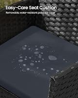 SONGMICS Garden Furniture Set Polyrattan Outdoor PE Wicker Black Grey GGF004B66 view 6