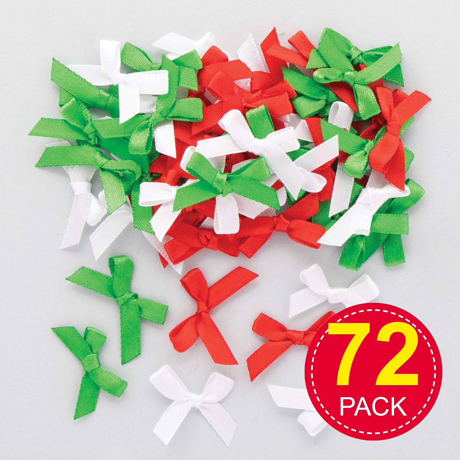 Baker Ross AX298 Christmas Self Adhesive Ribbon Bows - Pack of 72, Christmas Bows, Great Ribbons for Crafting for Kids Arts and Crafts - Image 3