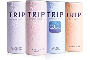 Trip Mindful Blend, Lightly Sparkling Adaptogen Seltzer, Mocktail w/ 120mg Magnesium Citrate with Ashwagandha, Lions Mane & L Theanine, No Added Sugar, Vegan, Original Variety Pack, 12 Oz, 12Pk