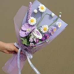YOOJEE Crochet Purple Ombre Rose Tulip Bouquet