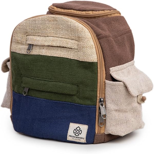 Freakmandu Organic Hemp Backpack - Eco-Friendly 'Cat Yogi' Design, 15 Liter, Handmade In Nepal - View #7