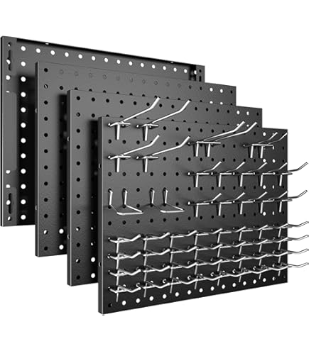 Heavy Duty 4-Panel Pegboard Wall Organizer With 32 Peg Hooks - 4 Black – Storage Standard