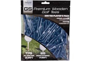 GoSports 3.25 Inch XL GS Tour Tee Premium Wooden Golf Tees - 200 XL Tee Player's Pack Driver and Iron/Hybrid Tees, Choose Your Tee Color