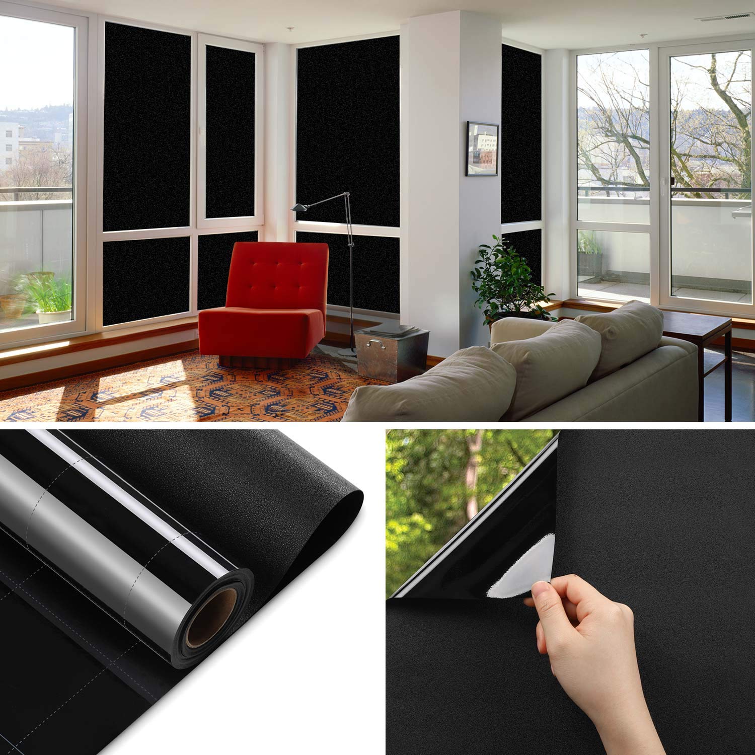 Fensterdekoration Kinlo Schwarze Fensterfolie 90 X 200 Cm Sichtschutzfolie 100 Blickdicht Spiegelfolie Selbstklebend Verdunkelungsfolie Anti Uv Fenster Klebefolie Fur Schlafzimmer Badezimmer Dachfenster Auto Maideasyaz Com