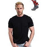 Merino Wool T-Shirt Mens - Merino Wool Undershirt Thermal Shirt for Men and Hiking Socks