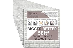3D Peel and Stick Wall Panels - 10 Pack - 58 Square Feet Coverage Area - Self-Adhesive PE Foam Tiles for Home Decor by D G SIMOS - White Brick Pattern