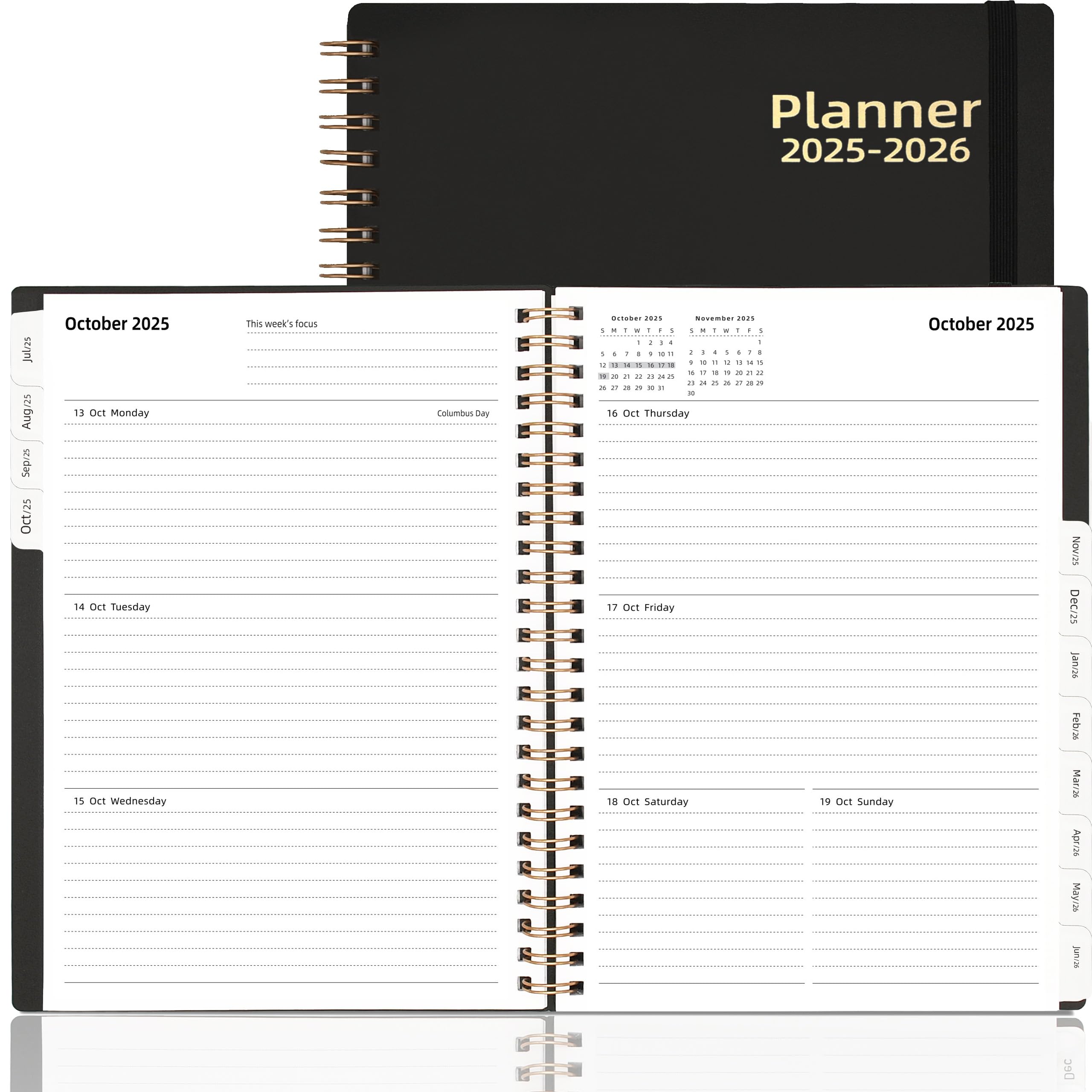 Photo 1 of Daily Planner 2025-2026, Jul.2025-Jun.2026, 6.2" x 8.4", 2025 Planner Weekly and Monthly, Calendar Planner 2025 with Tabs & Pocket, 100GSM Thick Paper, Black