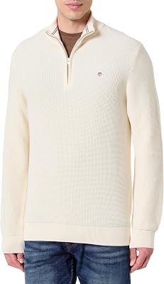 Micro Textured Cotton Half Zip