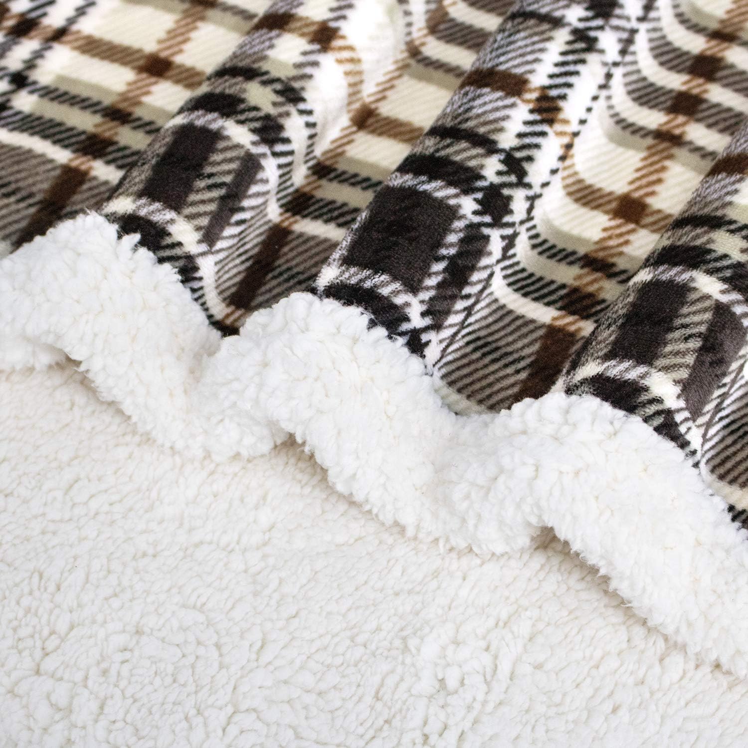 Touchat Sherpa Plaid Throw Blanket, Fuzzy Fluffy Cozy Soft Blanket, Fleece Flannel Plush Twin Size Microfiber Blanket for Couch Bed Sofa (60" X 70", Plaid Brown): Home & Kitchen
