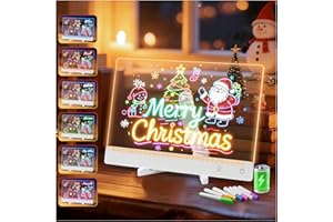 Rechargeable LED Note Board with Colors, 13.7"x10" Lumi LED Drawing Board Acrylic Dry Erase Board with Light, 7 Colors Messag