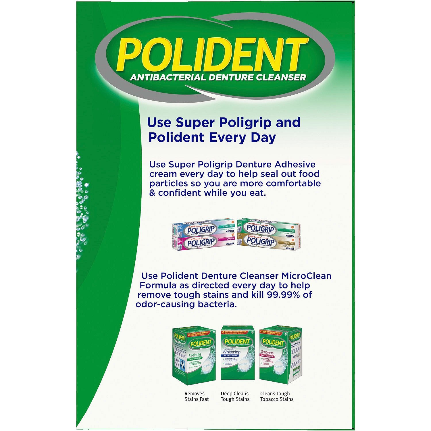 Polident 3 Minute, Antibacterial Denture Cleanser 120 ea (Pack of 2) : Beauty