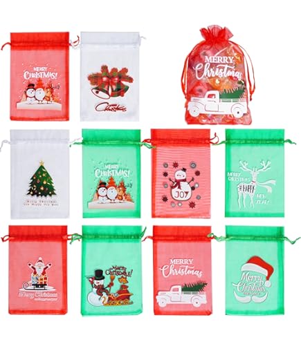 50PCS Christmas Organza Bags Gift Jewelry Candy Bags For