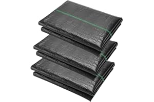 GRASSCLUB 5 x 10 Feet 3 Pack Weed Barrier Fabric Garden Landscape Weed Blocker Woven Fabric Heavy Duty Ground Cover Mat
