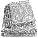 Queen Sheets Paisley Grey - 6 Piece 1500 Supreme