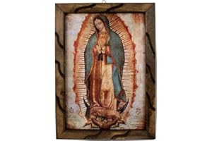 GENERIC Mrcjsales - Our Lady of Guadalupe Oil Painting, 13"x18" inches, Rustic Frame, Religious Art, Home & Church Decor