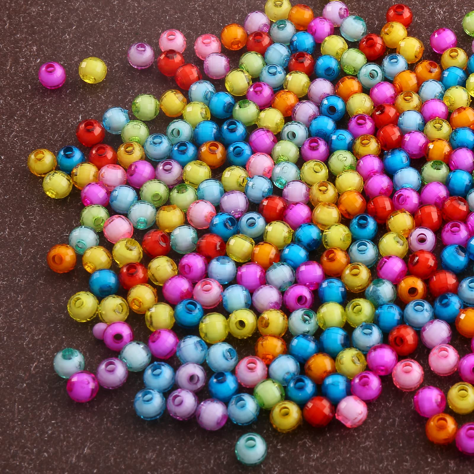 HERZWILD 1350PCs Colored Beads - Acrylic Craft Beads for DIY Bracelets & Necklaces (6mm)
