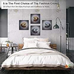 4 Piece Set Bedroom Wall Decor Love Heart Gray 3D