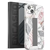 ENCASED Loop Case for iPhone 14 Plus Case with Hand Strap Phone Grip (Includes Screen Protector) Pink Marble