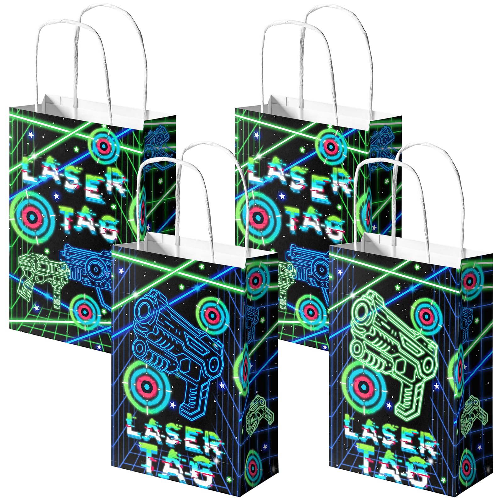Photo 1 of 24 Pack Laser Tag Party Favor Bags for Kids – Battle Goodie Bags with Handles, Laser Birthday Decorations, Laser Tag Party Supplies for Boys