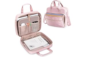 Prokva 3 Ring Zipper Binder 2 Inch, Accordion File Organizer with Shoulder Strap, Zip Up Binder with 500-Sheet Capacity, Pink