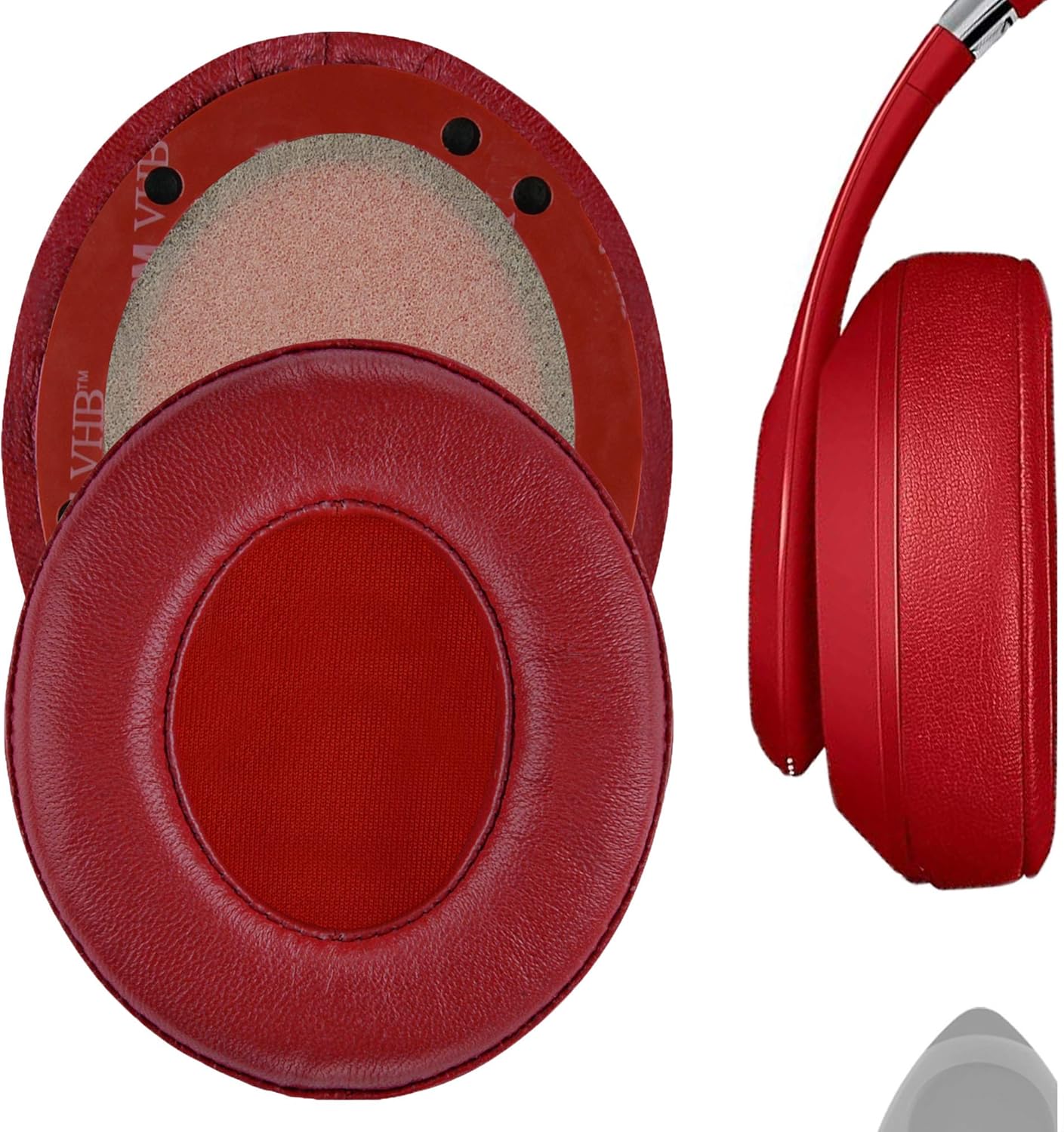 Geekria Elite Sheepskin Replacement Ear Pads Compatible with Beats Studio 3.0 (A1914), Studio 2 Wireless Headphones, Ear Cushions (Red)