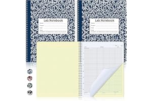 Affrolling 2 Pack Carbonless Lab Notebook Carbon Copy 8.5'' X 11'' Laboratory Engineering Chemistry Computation Notebook Science Grid Contains 50 Sets of Pages 100 Pages Total Coil Binding(Blue)