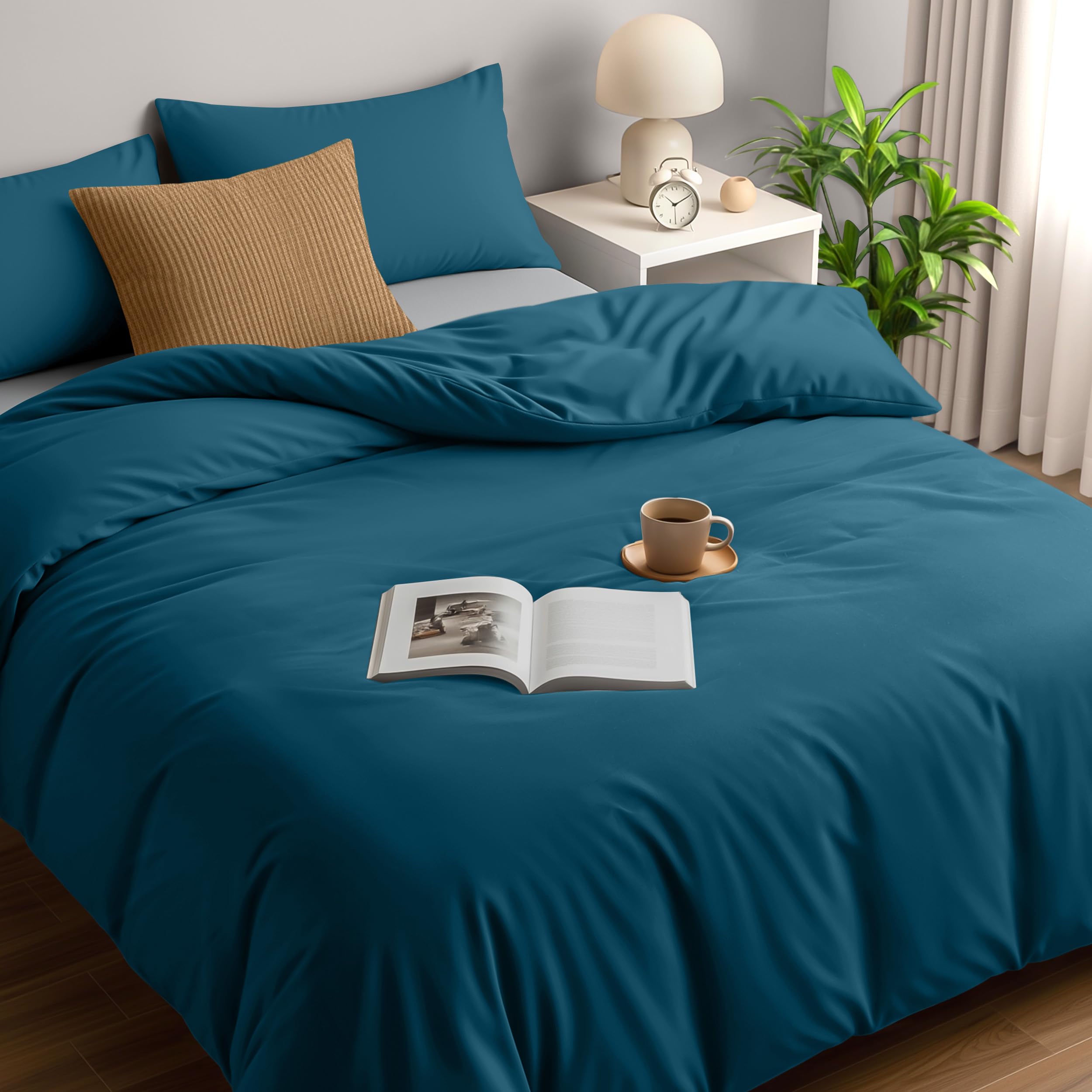 Utopia Bedding Duvet Cover Double - Soft Microfibre Polyester Duvet Cover with Pillow cases - Bedding Quilt Cover Set (Denim Blue)