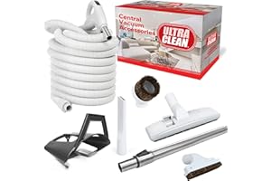 Ultra Clean Deluxe Bare Floor and Carpet Hose and Accessories Central Vacuum Hardwood and Rug Combo Kit (30ft, White)