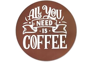 Novel Merk Coffee Word Art Vinyl Stickers - 3” Round Individual Decals for Laptop, Water Bottle, Party Favors, & Decor - Waterproof & Repositionable (All You Need is Coffee 1 Pack)