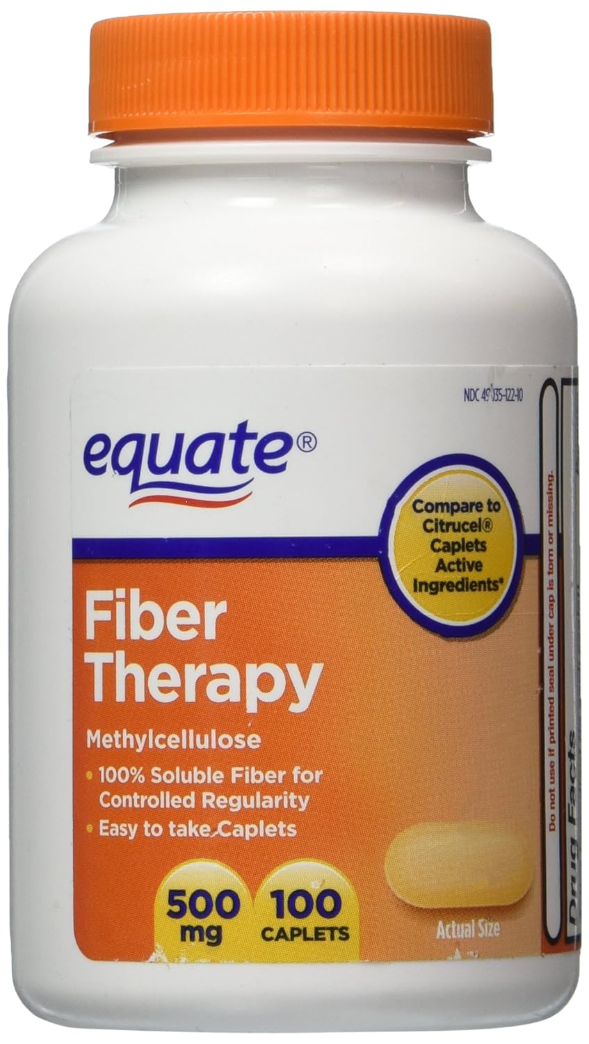 Equate Fiber Therapy For Regularity Supplement Caplets, 500mg, 100