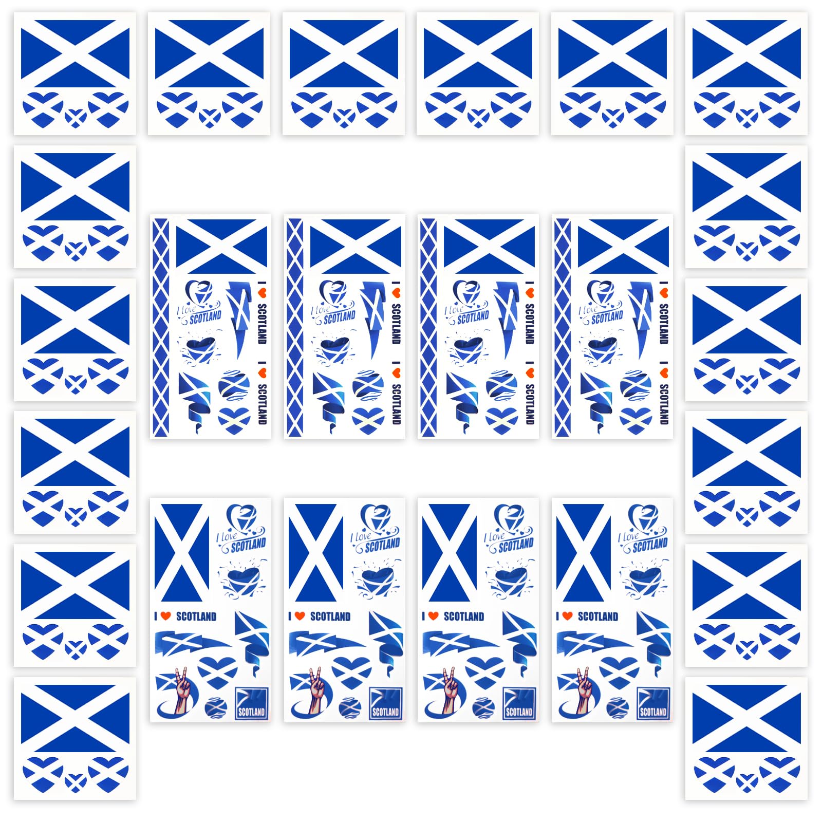 AhfuLife Scotland Temporary Tattoos for Burns Night Decorations, 24 Sheets Scottish Flag Tattoo Transfer Stickers for St. Andrew's Day Euro Football Scotland Party Decorations