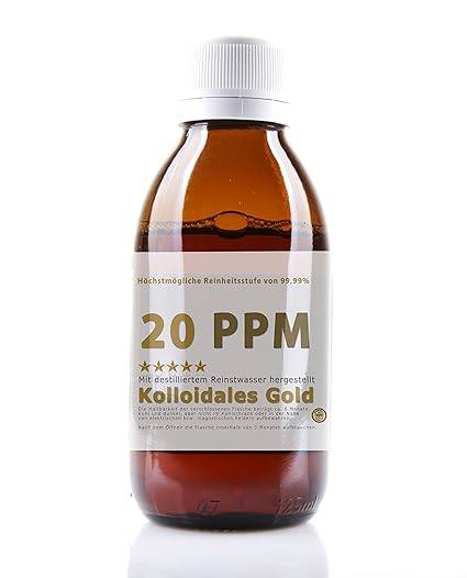 Kolloidales Gold hochkonzentriert 20PPM - 500ml Goldwasser (Reinheitsstufe 99,99%) (500ml)