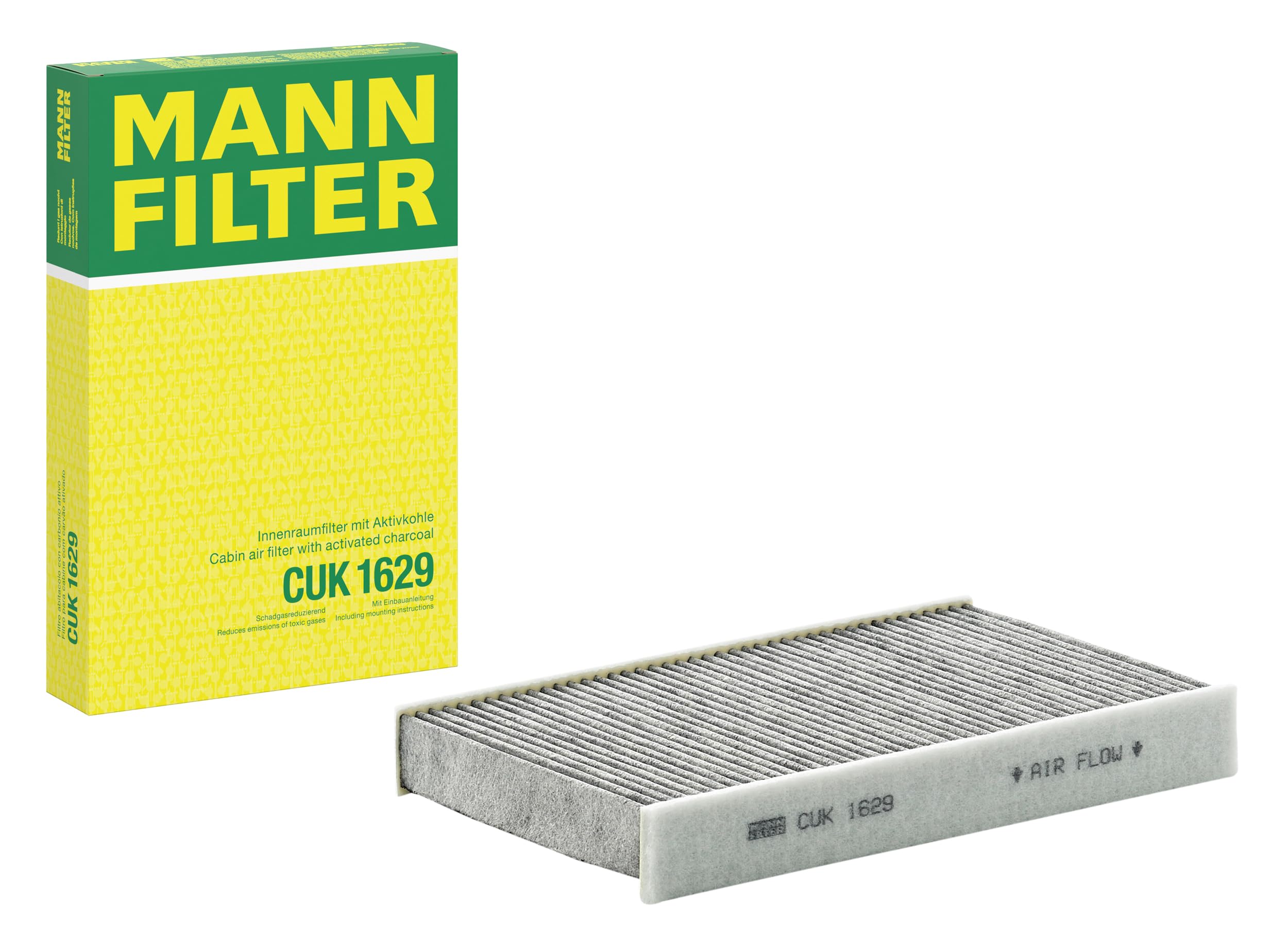 MANN-FILTER CUK 1629 Cabin Air Filter - Pollen Filter with Activated Carbon - for Cars + Transporters