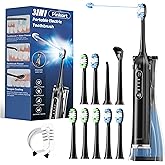 Pinkart 3 in 1 Electric Toothbrush with Water Flosser Combo for Adults, Toothbrush Flosser Combo in One, 8 Brush Heads, Flosser Tip, 180ML Water Tank, Rechargeable Portable Oral Irrigator (Black)