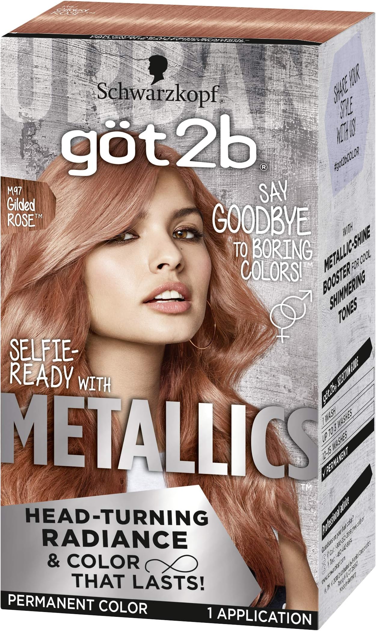 Got2b Metallics Permanent Head-Turning Radiance Hair Color, M97 Gilded Rose (Pack of 2)