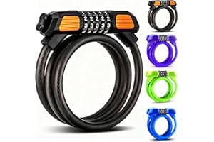 Fenxyo Bike Locks Heavy-Duty, High-Security Bike Cable Lock with Passcode Unlock, 𝟏𝟐𝟎𝐜𝐦/𝟏𝟐𝐦𝐦 Weather Resistant Reset