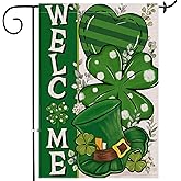 St Patricks Day Garden Flag, St Patricks Day Outdoor Decor Shamrock Clovers Yard Flag 12x18 Double Sided Green, St Patricks Day Decorations Burlap Garden Flags Rustic Welcome Outdoor Farmhouse