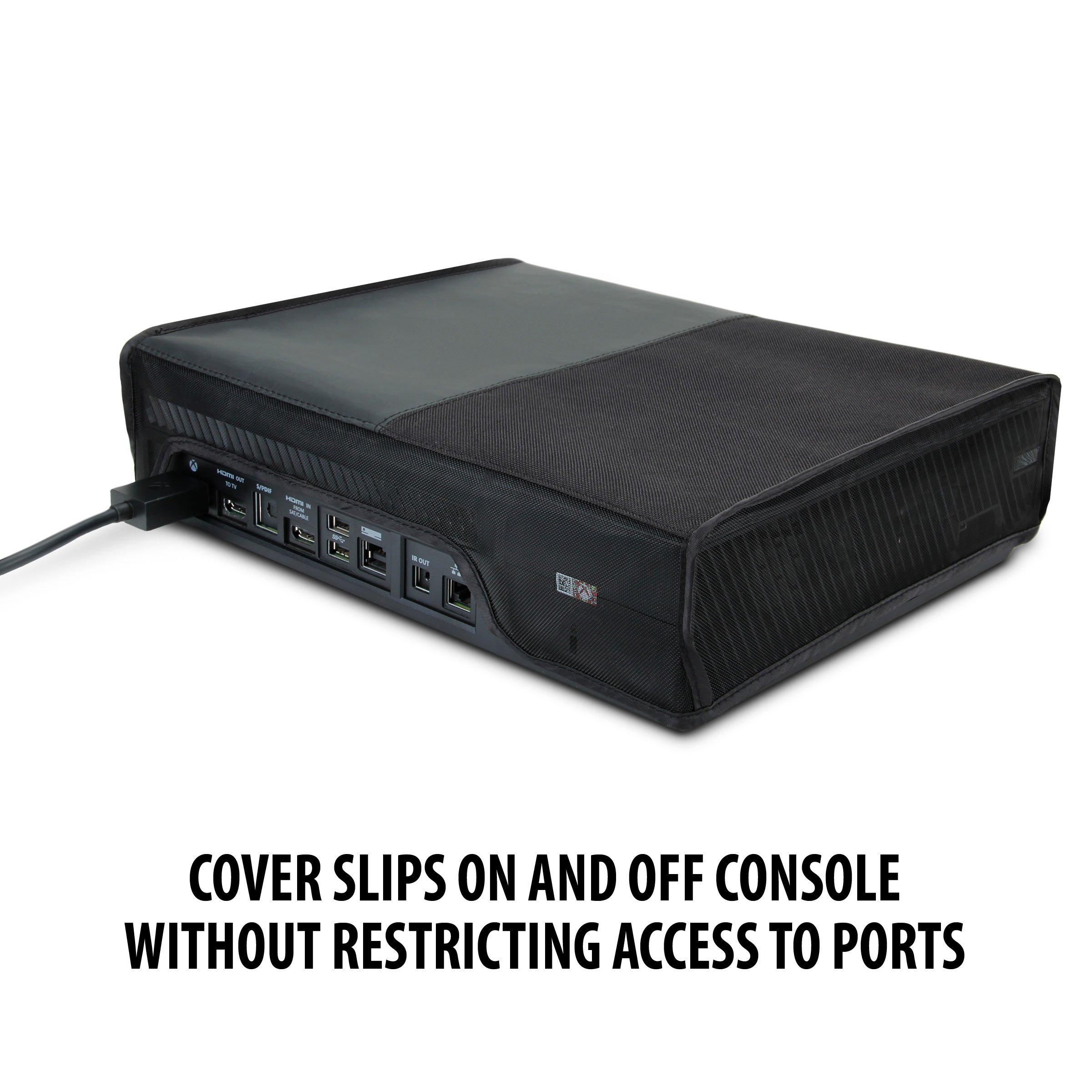 ENHANCE Xbox One Console Cover Protector - Dust Cover with Breathable Design for Rapid Heat Release , Complete Rear Port Access , Form-Fitting Design and Reinforced Construction (Black , Horizontal)
