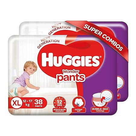 Huggies Wonder Pants, Extra Large (XL) Size Diapers Combo Pack of 2, 38 Counts Per Pack, 76 Counts