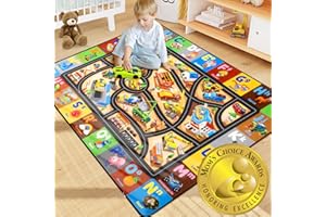 Diysani Construction Site Play Rug 3x5FT Car Rug for Kids Toy Cars Non-Slip Car Carpet Baby Play Mat for Floor Washable ABC Alphabet Playroom Nursery Preschool Daycare Carpet