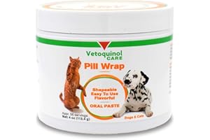 Vetoquinol Pill Wrap Treats for Dogs & Cats – 4oz, 56 servings – Hides Any Size, Shaped Pill – Moist, Flavorful & Shapeable Pill Pocket Paste – Easy-to-Swallow Masking Pill Pouch for Training & Treats