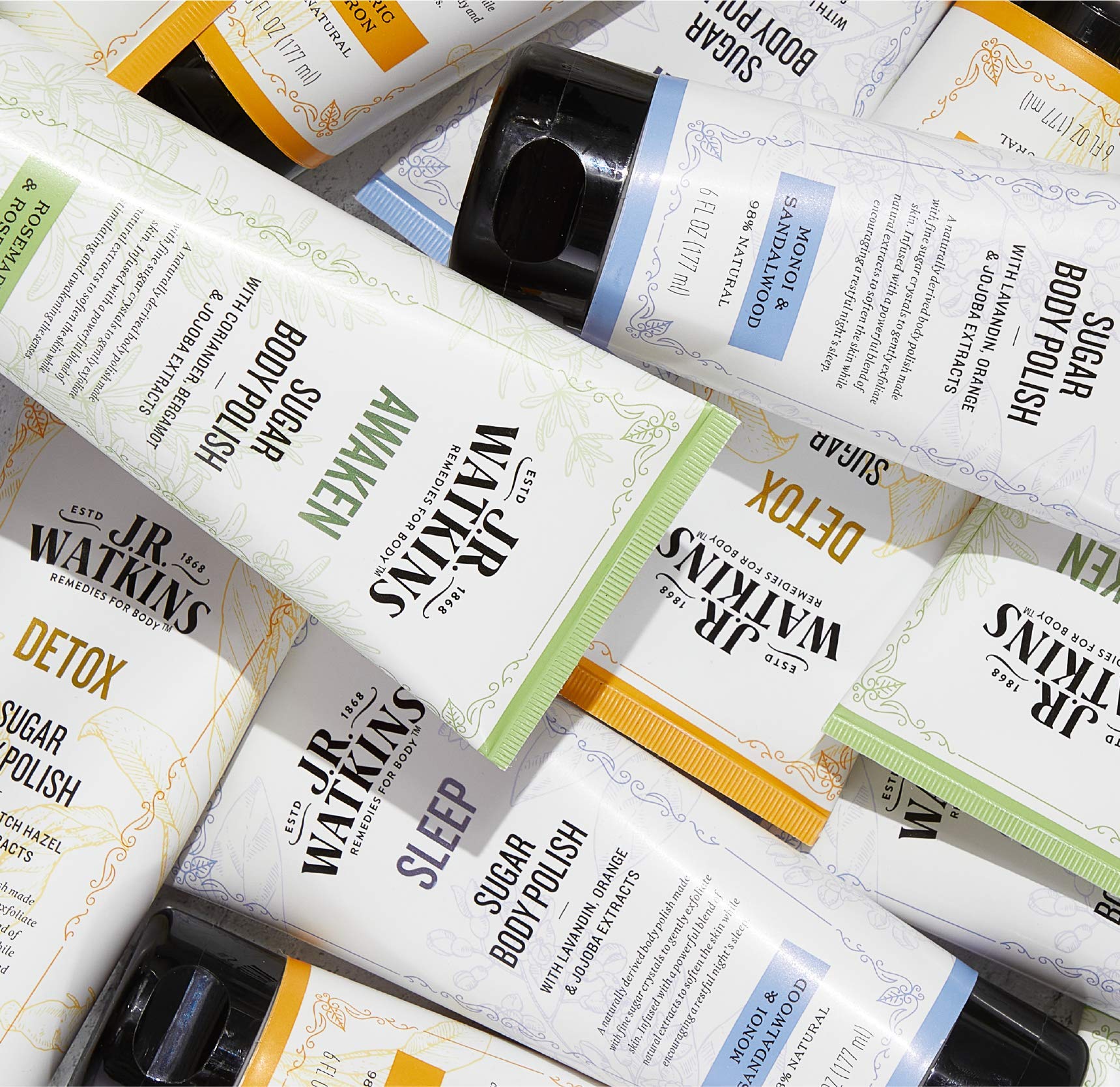 J.R. Watkins Awaken Sugar Body Polish, Rosemary & Rosewood Natural Body Scrub Cleanses, Softens & Stimulates Senses, 6 oz