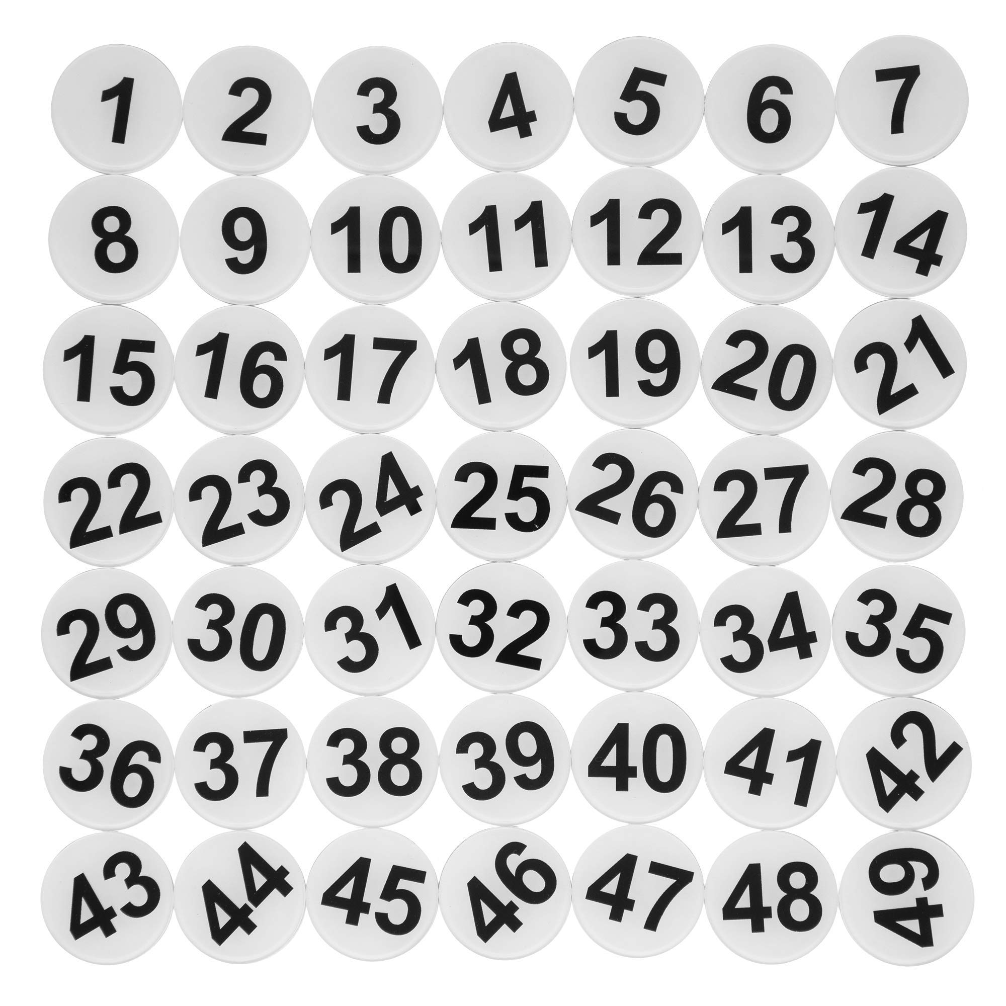 Round Locker Number Tag Sticker Room Number Door Sign with Self-Adhesive Tape (1-50, White)