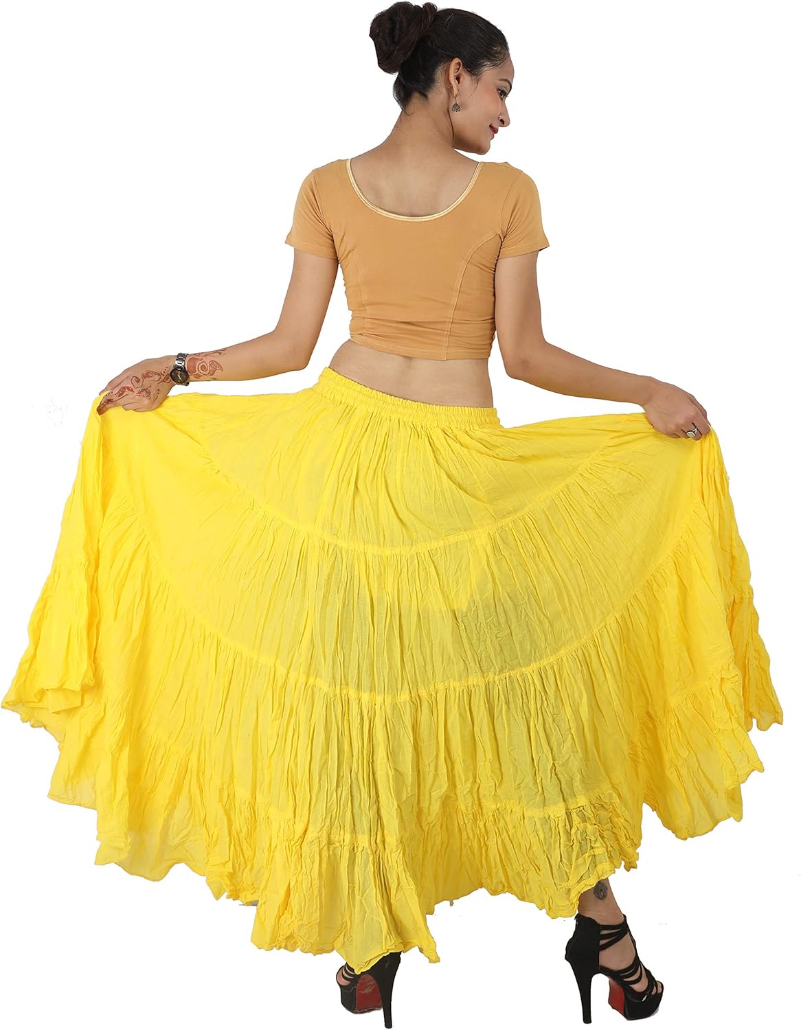 Wevez Women's Belly Dance Cotton 12 Yard Skirt, One Size, Black at  Women’s Clothing store