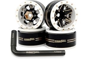 HOBBYSOUL Brass 1.0 Beadlock Wheels Negative Offset Weight 38g/Rim Adjustable Offset 1.0 Wheels Heavy Rims for RC Micro Crawler 1/18 TRX4M Axial SCX24 90081, (4-Pack)