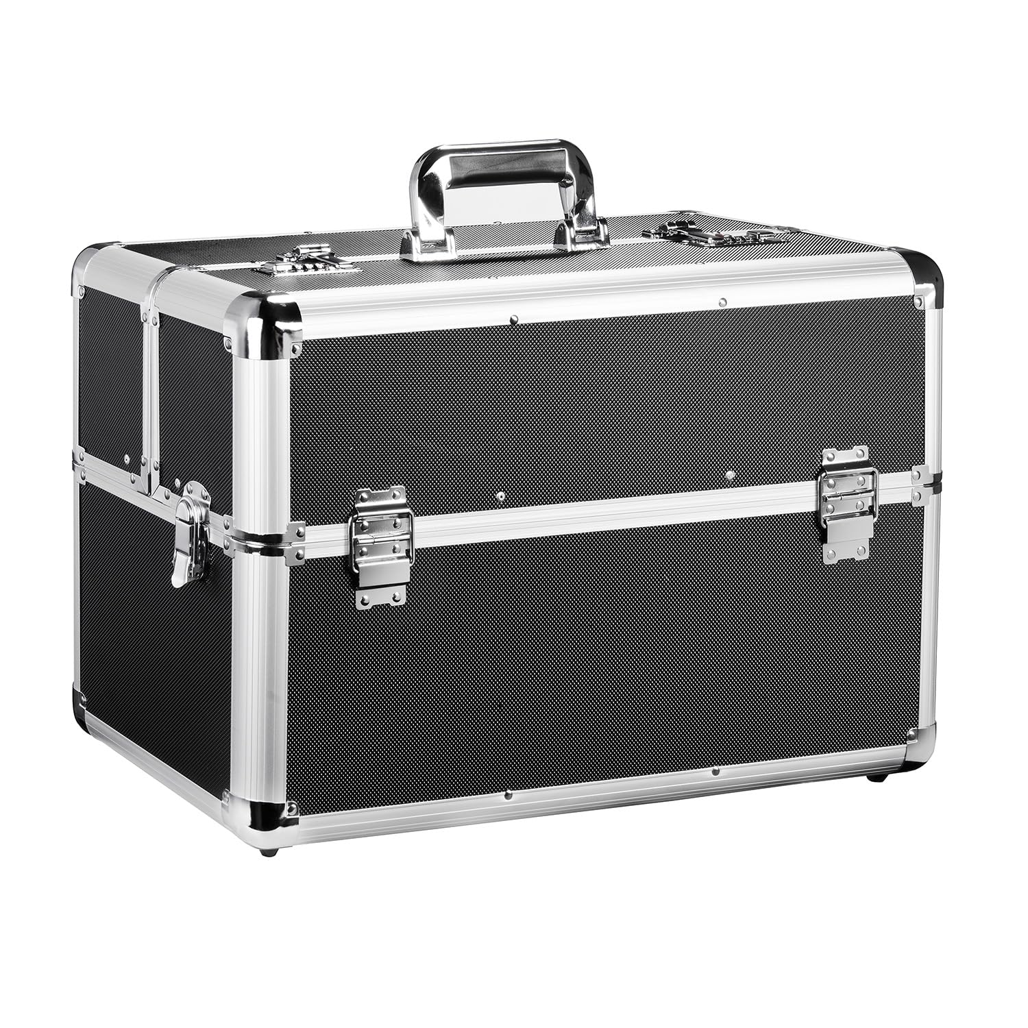 Mantona photo equipment case - Robust aluminum case with slots, hard foam padding and lockable combination lock. Easy access with left/right hinged lid.